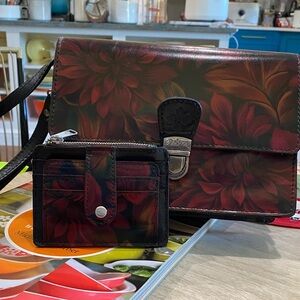Patricia Nash Floral Crossbody Bag Set - Red and Black